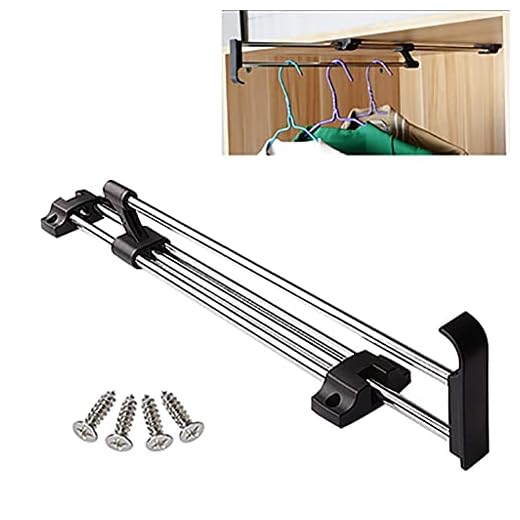 Utdragbar garderobsstång klädställ, utdragbar klädhängare, klädhängare för garderob, förvaringssats för kläder (25-50cm) (storlek: 50cm)