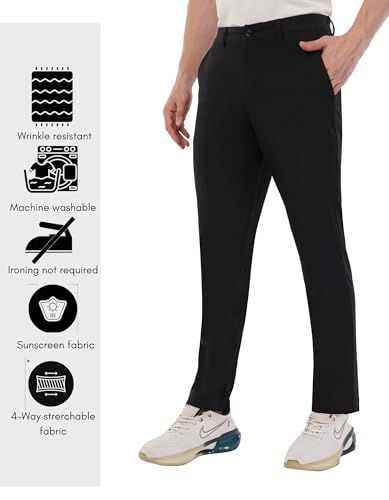 Image of SaintX Men's Premium 4-Way Stretchable Formal Summer Pants | Stylish Slim Fit Multi-Purpose Athleisure Trousers | Business Casual Office /Anytime Wear | Ultra Soft Feather Touch Sunscreen Fabric