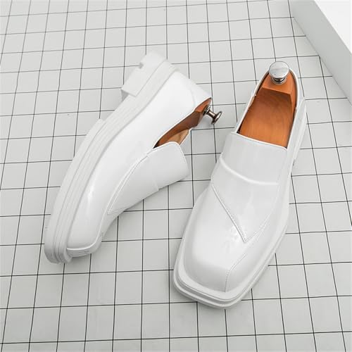 Men's Two Tone Patent Leather Slip On Dress Loafers Square Toe Non-Slip Low Top Shoes for Business Work Daily Formal Party3