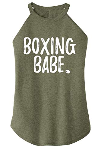 Ladies Tri-Blend Rocker Tank Top Boxing Babe Military Green Frost S