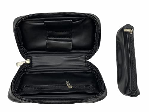 Pu Leather Tobacco Smoking Pipe Pouch Case/Bag For 2 Tobacco Pipe And Other Accessories-Black #TOP6