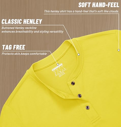 Image of MAGNIVIT Men's Long Sleeve Henley Shirts Cotton 3-Button Spring Casual T-Shirts Solid Color Soft Basic Tops 2026
