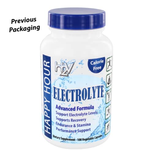 Happy Hour Vitamins Electrolyte Pill- 100 Pills- Dehydration, Muscle Cramping, Performance, Keto & Rapid Recovery. Vegetarian Capsules W/Magnesium, Potassium, Sodium & Calcium Hydration Supplement #TOP2