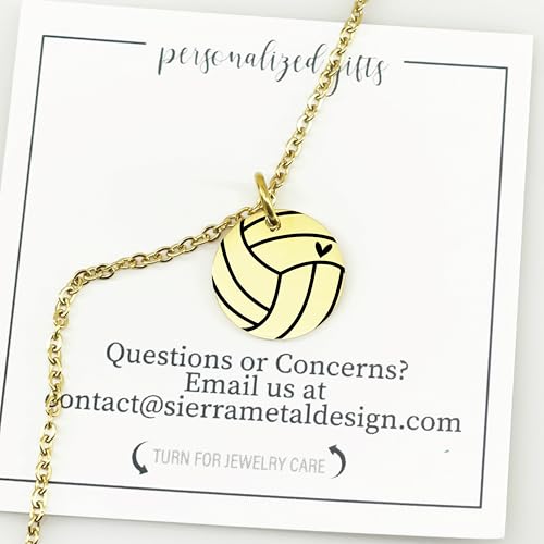 Sierra Metal Design The Spike Necklace Volleyball Necklace Gold SMDesign Volleyball Necklace with Heart Necklace with Volleyball Season Necklace Jewelry for Volleyball Games3