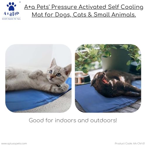 Image of A+a Pets' Pressure Activated Self Cooling Mat for Dogs, Cats & Small Animals | No Water No Refrigeration, Summer Relief | Non-Toxic Pad Stay Cool Indoor & Outdoor (M)