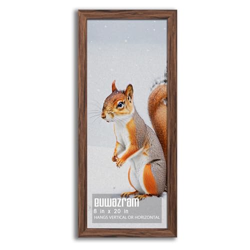 euwazram Rustic Walnut 8x20 Frame - Single Frame 8 x 20 Poster Frame for Artwork Puzzles Photos and Movie Posters Picture Frames