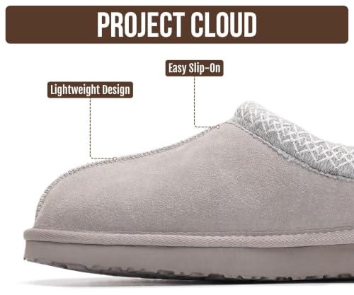 Image of Project Cloud 100% Genuine Leather Shearling Slippers for Women (Nerita) | Australian Fur Lining Memory Foam Insole Non Slip EVA Sole Fuzzy Plush House Shoes Warm Cozy Indoor Footwear Everyday Comfort