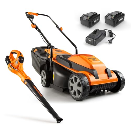 LawnMaster 24VMWBL 24V Max 13-inch Cordless Lawn Mower and Cordless Leaf Blower Combo with 2x4.0Ah Batteries and Charger