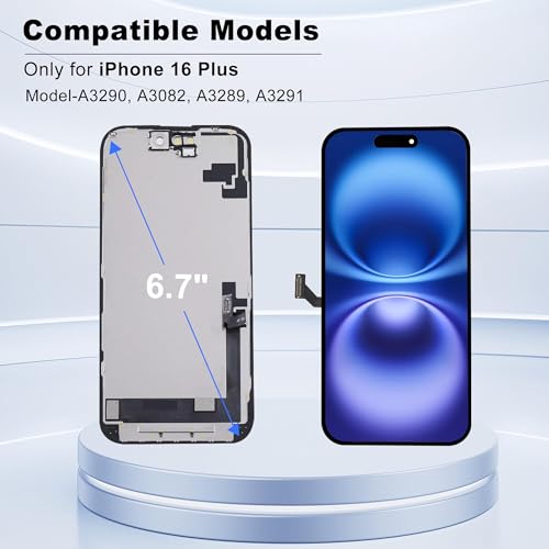 Écran de remplacement pour iPhone 16 Plus tactile LCD Retina complet avec cadre