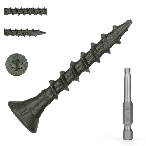 Image of Wood Screws #8 x 1-1 /4'', T25 Star Torx Drive Flat Head Deck Screws, Green, 194Pcs (1lb)