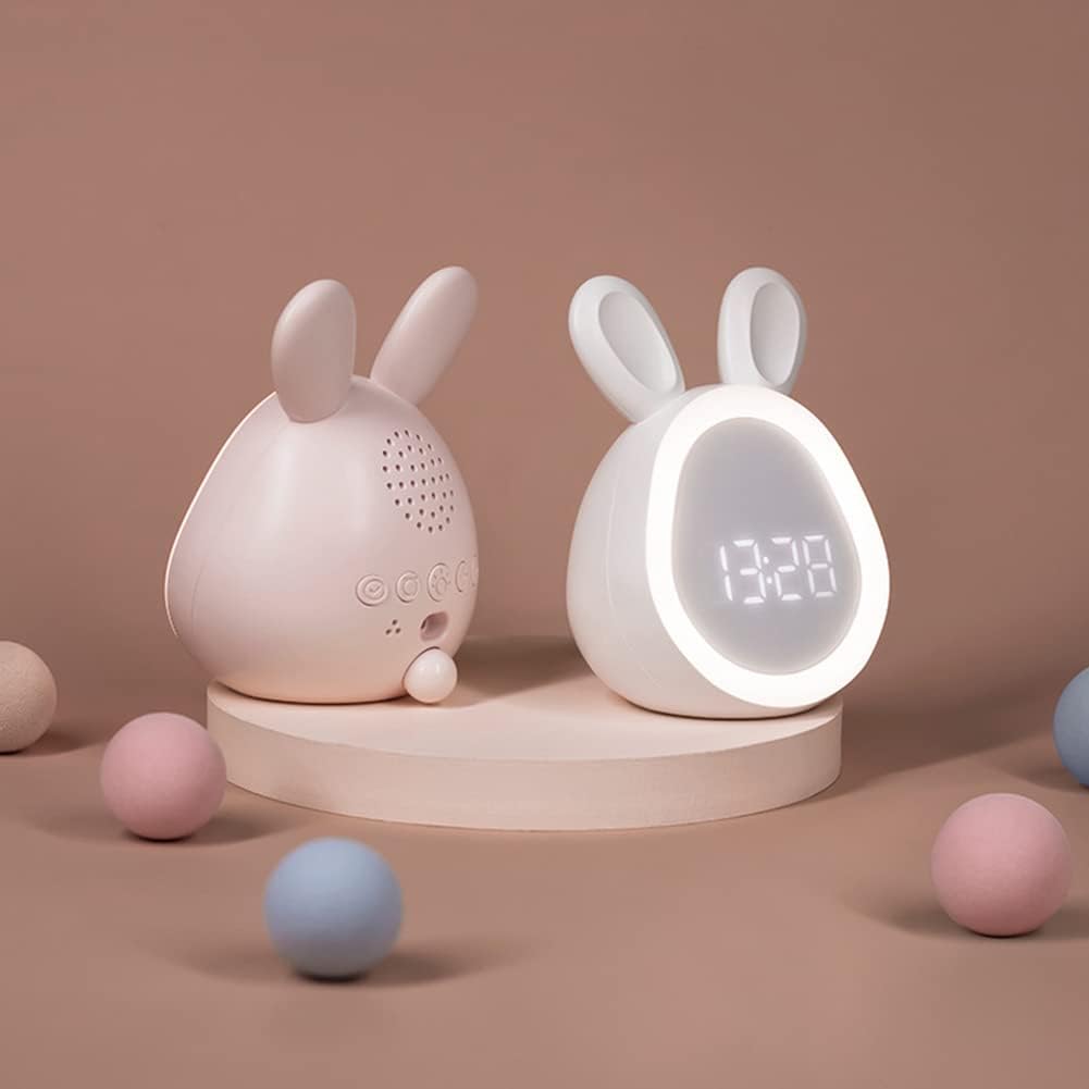 Garvee LED Hasenwecker für Kinder – Digitaler Wecker mit dimmbarem Nachtlicht, Schlaftrainer & Schlummerfunktion, wiederaufladbar, für Jungen & Mädchen, ideal fürs Kinderzimmer – Pink