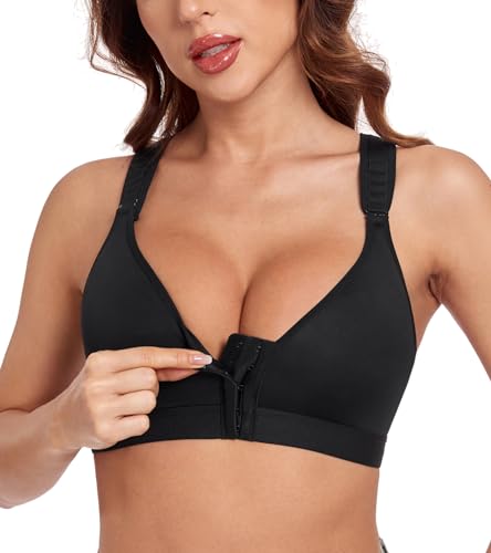 Image of HACI Post Surgical Bra Front Closure Non Padded Racerback Mastectomy