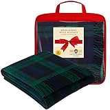 BRAW CLANS TARTANS Decke aus 100prozent Reiner Wolle, 188 x 157 cm, Schottenkaro Mit Fransen - Weich, Kariert, Gemütlich für Sofa, Camping, Picknick - Warme Winterdecke (Black Watch)