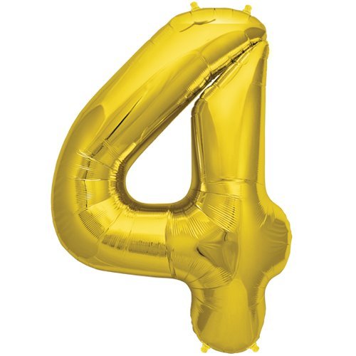 Image of GrandShop 50514 Four Number Foil Toy Balloon 17 inch Inch - Golden