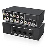 XMSJSIY AV RCA Switch 4 In 1 Out Composite Video L/R Stereo Audio Video Switcher Selector Box 4 Port Box for HDTV DVD STB PS2/3