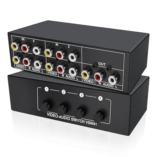 XMSJSIY AV RCA commutateur 4 in 1 Out vidéo Composite L/R stéréo Audio vidéo commutateur boîte de sélection 4 boîte de Port pour HDTV DVD STB PS2 / 3