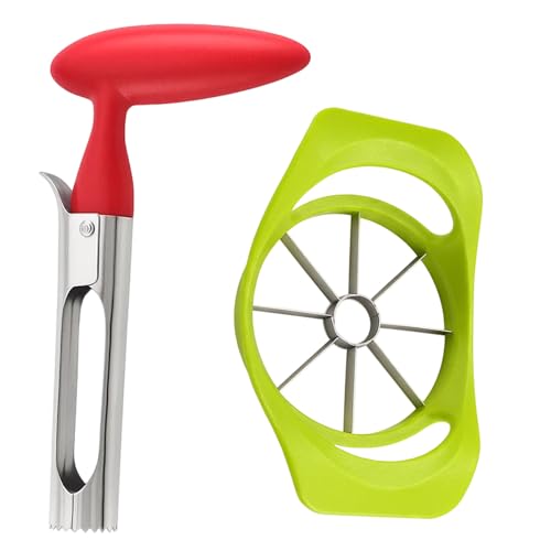 Apple Corer 2-Piece Stainless Steel Fruit Coring Tool Set Efficient Apple Core Remover with Comfortable Grip Compact Size for Easy Storage Ideal for Kitchen Use