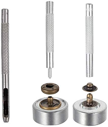 120pcs/Set Leather Snap Fasteners Kit, 12.5mm Metal Button Snaps Press Studs with 4 Installation Tools, 6 Color Leather Snaps for Clothes, Jackets, Je