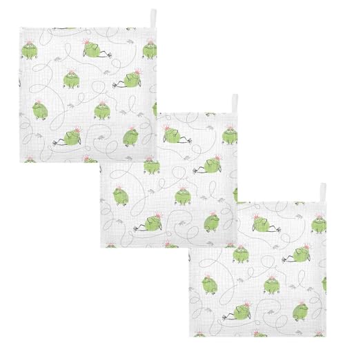 Image of vvfelixl Baby Cotton Washcloths Frogs Mosquitoes Infants Bath Towel for Unisex Prince Face Towels for Newborn, Natural Baby Wipes Delicate Skin, 11.8 X 11.8 inch, one sizex5