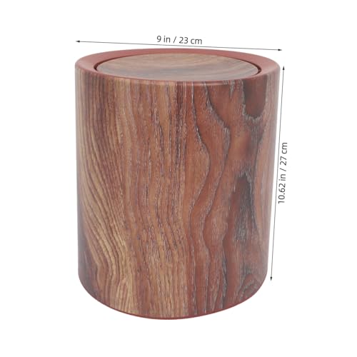Caneca de basura rectangular con tapa abatible y diseño madera miniatura 2