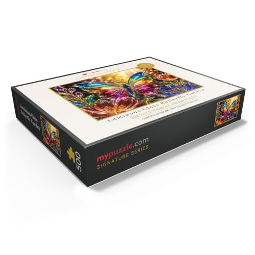 MyPuzzle Luminous Glass-Style Butterfly Garden - Rompecabezas Premium de 500 Piezas para Adultos miniatura 3