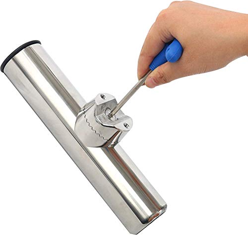 Aiggend Soporte Cañas Pesca, Soporte de Barra de Pesca de Acero Inoxidable Soporte de Varilla de Montaje Ajustable Diámetro de Barandilla de 1 Pulgada Cover
