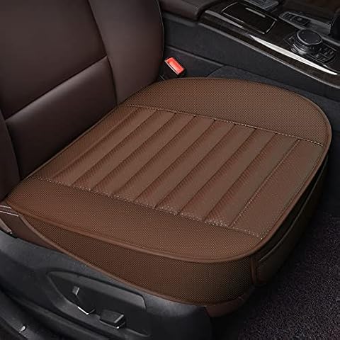 Aotiyer 2PCS Luxury PU Leather Car Seat Cover Automotive Front Seat Protector Front Bottom Seat Cushion Pad Mat with Storage Pocket Fits 95% of Vehicles - 1 Piece, Coffee Cover