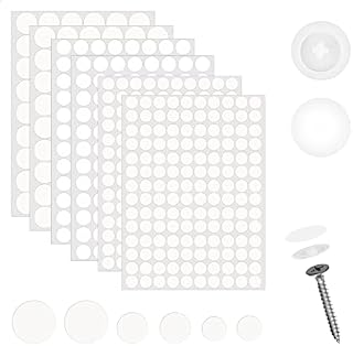 580 Pcs Self-Adhesive Screw Hole Stickers and 120 Pcs Self Tapping Plastic Screw Covers Caps, 3 Size Screw Hole Caps Dustproof Sticker for Wood Screw, Furniture Accessories (White)