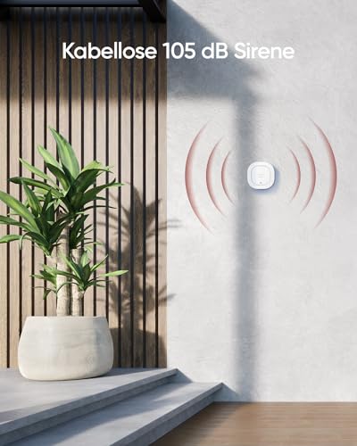 eufy Security Sirene, 105dB kabelloser Alarm, IP65 Wetterfest, mit Fernalarmierung, 2 Jahre Batterielaufzeit, Homebase 2 & 3 kompatibel, App Steuerung, HomeBase Erforderlich