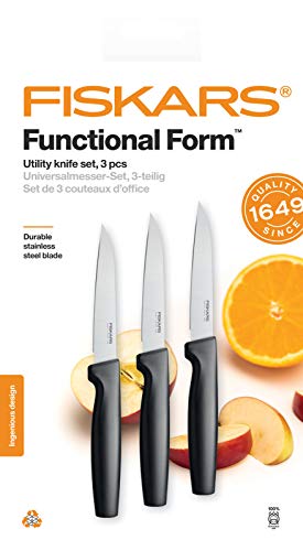 Foto von Fiskars Gemüsemesser-Set, 3-teilig, Functional Form, Edelstahl/Kunststoff, Schwarz, 1057563