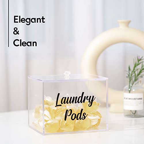 Lifelaza Acrylic Laundry Pods Container With Lid, Clear Laundry Pod Holder For Tide Pod, Laundry Detergent Capsules Pods Storage, Dispenser Jar Box Organization For Laundry Room Decor (Black Font) #TOP7