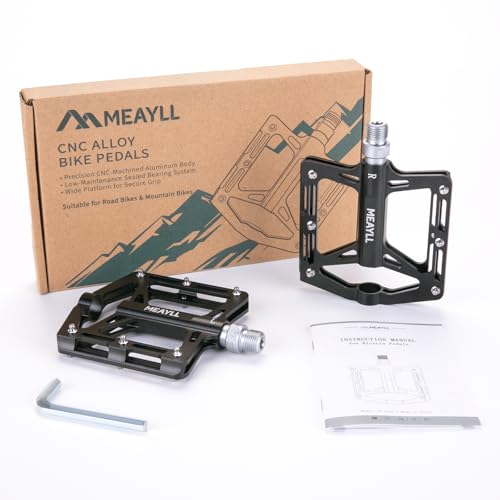 Fahrradpedale, CNC-gefräste Aluminium MTB Pedale mit Cr-Mo-Stahlachse, 306g Extra Breite Rutschfeste Flat Pedale mit Abgedichtete Lager, 9/16\ Pedale Fahrrad für Gravel, Rennrad, Mountainbike,Trekking