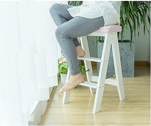 Escalera plegable de madera con funcion de taburete de pie 3