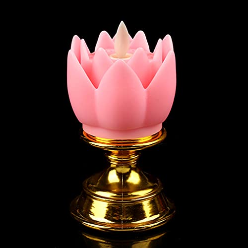 cgbaunioxsskl Electric Buddha Lotus Light Battery Operated Prayer Flicker LED Candle Tea Lamp Pink