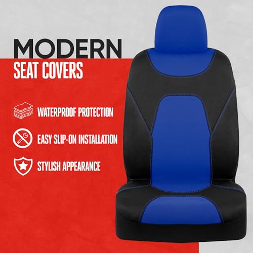 Image of Motor Trend AquaShield Waterproof Front Seat Covers, Blue Seat Covers for Cars - Neoprene Front Car Seats Cover, SUV Seat Covers Protector - Car Interior Cover for Auto, Trucks, & Dog Owners