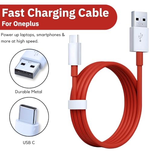 Image of 100w Type C to USB Cable | Compatible with with 13 /13R /13S /12R /11R /10R /10T /10 /10 Pro /9 /9 Pro /8 /8 Pro /7 Pro /7T Pro /Nord /CE 3 Lite | Nord Power 5G Delivery for SuperVOOC | Original Ultra-Fast Charging