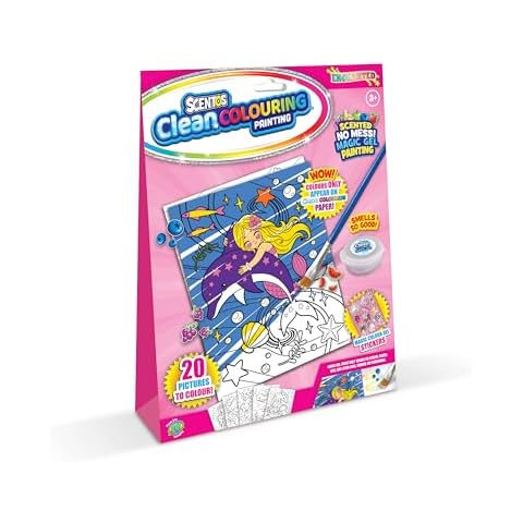 Scentos CleanColouring™ Magic Gel Painting Enchanted Set Mess Free Scented Painting Fun for Boys and Girls Free from Mess Scented Magic Gel Paint Paintbrush Clean Coloring Paper Cover
