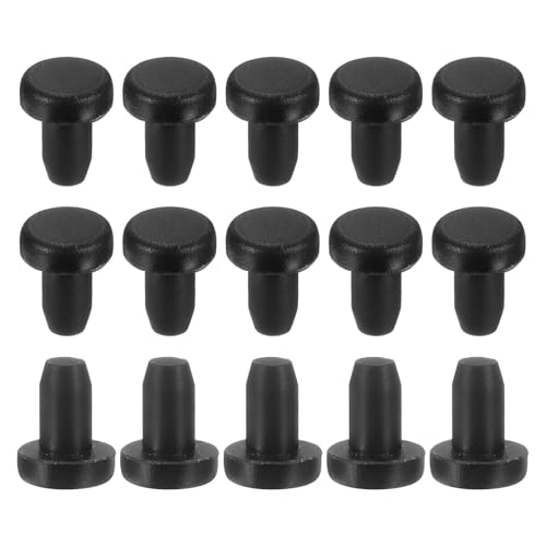 Image of uxcell 15Pcs Silicone Hole Plug, Waterproof Solid T-Shaped Rubber Stoppers Bottle Seal Tube Pipe Plug End Cap for 3.8mm /0.15 inch Hole for Bathtub Bottle, 0.24 inch Plug Height, Black