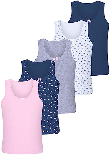 LOREZA ® 5 Stück Mädchen Baumwolle Unterhemden Tank Top Kinder - 152-158...