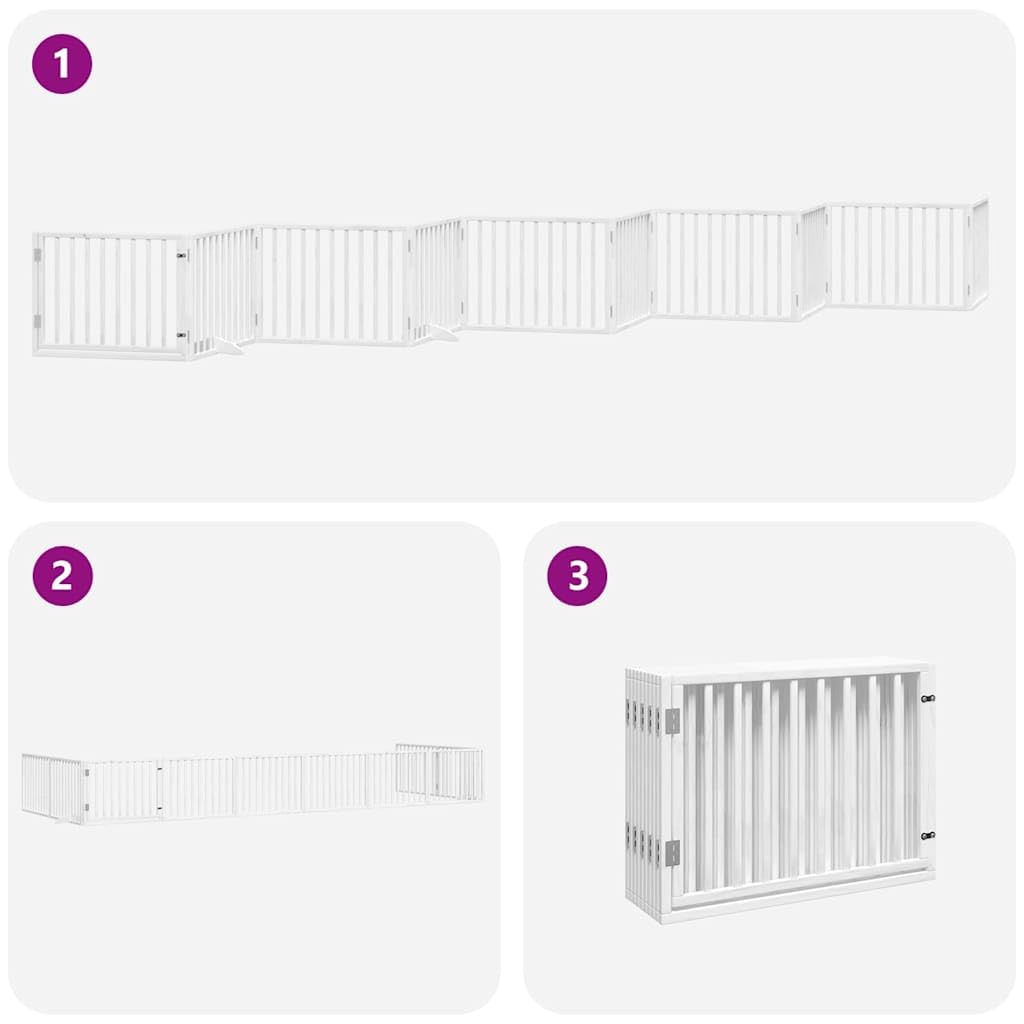 10-TLG - Portería para perros de madera de álamo, 800 cm, plegable, con puerta independiente, para jardín, terraza, patio, protección segura para perros, cachorros, zona de juego