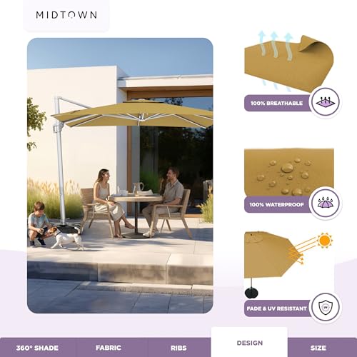 Image of Midtown Umbrellas Grande Square - 9 x 9 Ft Cantilever Umbrella