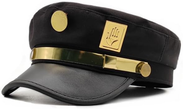 JJBA Anime cosplay,jojo's adventure Kujo Jotaro Cosplay Hat - Star Platinum Metal Badge Cap, Anime Convention Costume