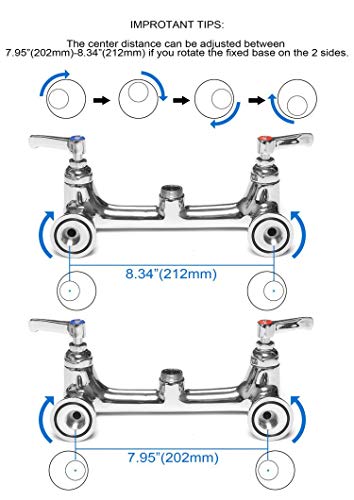 JZBRAIN Commercial Wall Mount Kitchen Sink Faucet with Pull Down Pre-Rinse Spray 25 Inch Height 8