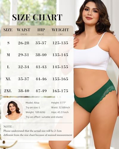 LEVAO Cotton Underwear for Women Lace Cheeky Ladies Brief Stretch Hipster Bikini Panties 6 Pack S-XXL3