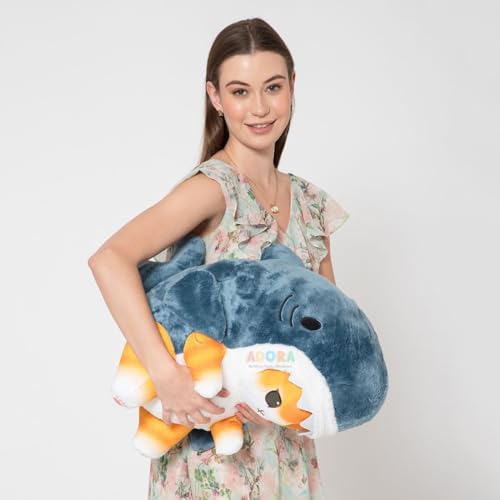 Image of ADORA Stuffed Toy Shark Cat Soft Plush Toy, 50cm, Grey and Orange Stuffed Animal Plush Toy