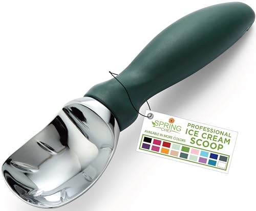 Image of Spring Chef Heavy Duty Ice Cream Scoop with Soft Grip Handle, Pine Green