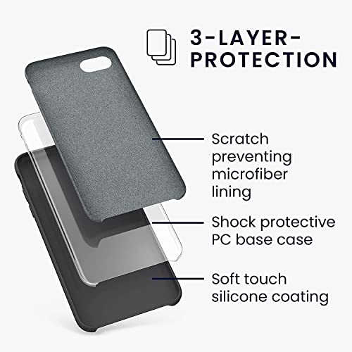 Image of VONZEE Liquid Silicone Soft Back Cover for iPhone 6 Plus & 6s Plus Case, Shockproof Slim Camera & Full Body Protection Non Yellowing Cover with Microfiber Lining & Logo Cut (5.5 Inch) -Black