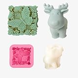 2 Pcs Butterfly and Deer Candle Silicone Molds,Soap Mold,Craft Molds for Resin,3D Animal Silicone Molds,DIY Candle Soap Art Craft Chocolate Home Decor