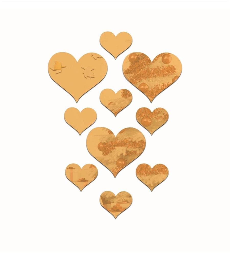 Uteruik Mirror Wall Stickers Acrylic Love-heart Wall Decals Murals for Living Room Bedroom Stair Wall Decor (Golden Color)