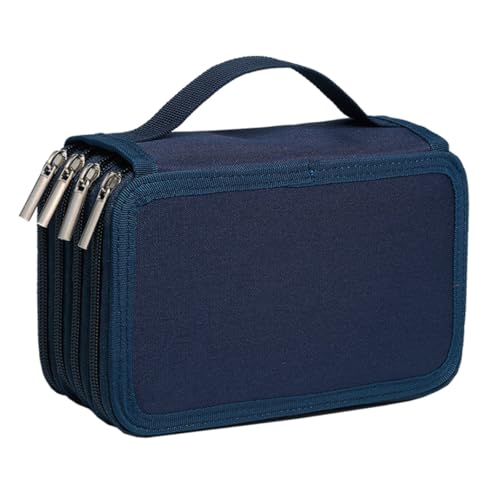 Estojo Box Grande BakPak Unissex 4 Zípers Quadrado Divisória (Azul Escuro)